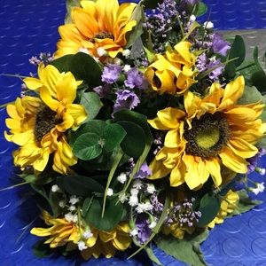 Sunflower Bouquet with purple flowers